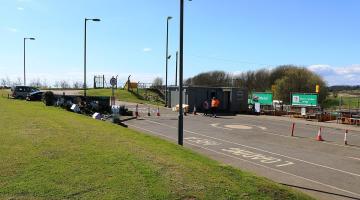 Recycling containers at a household waste recycling centre
